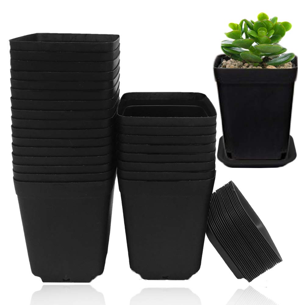 Cshangzei 24 Pack 3 Inch Plastic Plant Pots,Seedling Nursery Pots With Saucers,Succulent Flower Planter Container For Garden,Roo