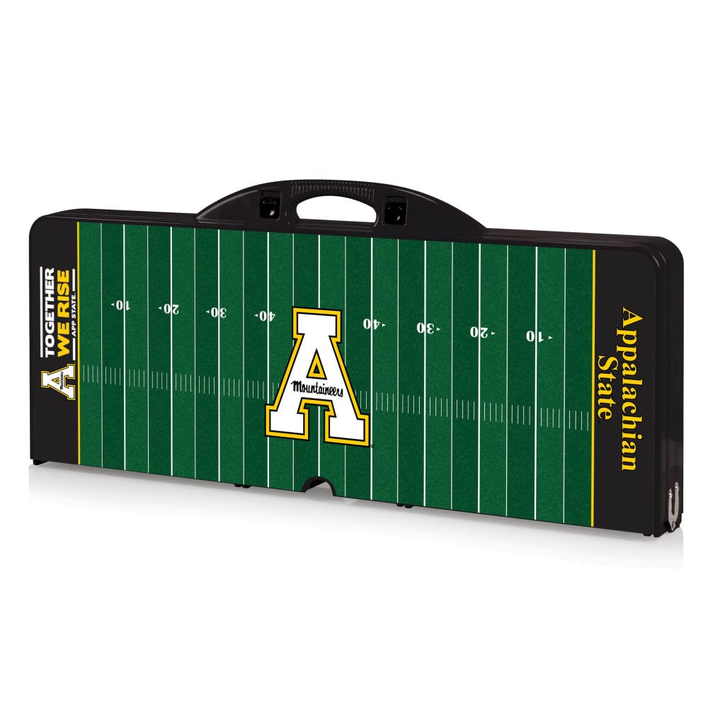 Picnic Time Ncaa Wake Forest Demon Deacons Football Field Folding Picnic Table - Camping Table - Outdoor Table With Umbrella Hole, (Black)
