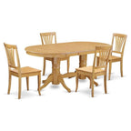 East West Furniture VAAV5-OAK-W 5 Piece Dining Table Set for 4 Includes an Oval Kitchen Table with Butterfly Leaf and 4 Kitchen Dining Chairs, 40x76 Inch, Oak