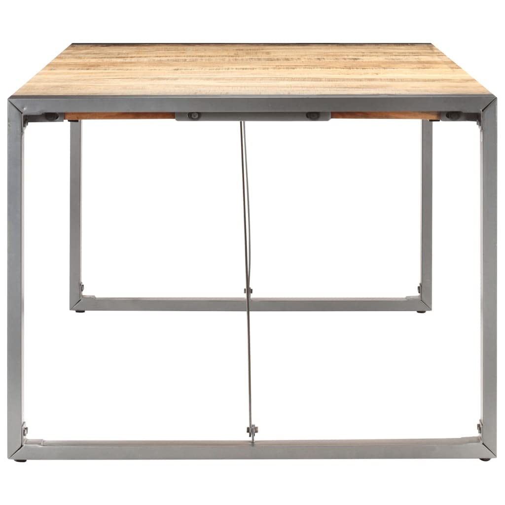 vidaXL Dining Table - Rectangular Solid Rough Mango Wood Table with Steel Legs, Simple Assembly Required, Brown and Gray, 70.9&quot;x35.4&quot;x29.5&quot;
