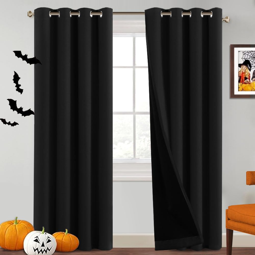 Princedeco 100% Blackout Curtains 108 Inches Long 100% Blackout Curtains For Bedroom Extra Long Truly Blackout Drapes For Hall A
