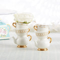 Kate Aspen Vintage Tea Party Antique Look Mini Ceramic Bud Vases (3.7 Inch Tall - Set of 2), Party Favor, Take Home Gift, Weddin