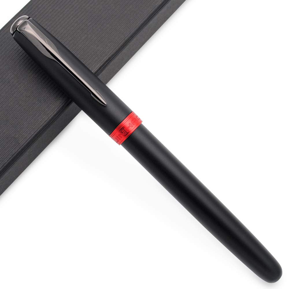 Jinhao 75 Hongyun Fountain Pen (Matte Black And Red, Fine Nib)