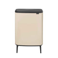 Brabantia Bo Touch Bin Hi 2 x 30L/6.6 Gallon (Soft Beige), DualContainer Trash Can for Kitchen, SoftTouch Garbage Can with 2 I
