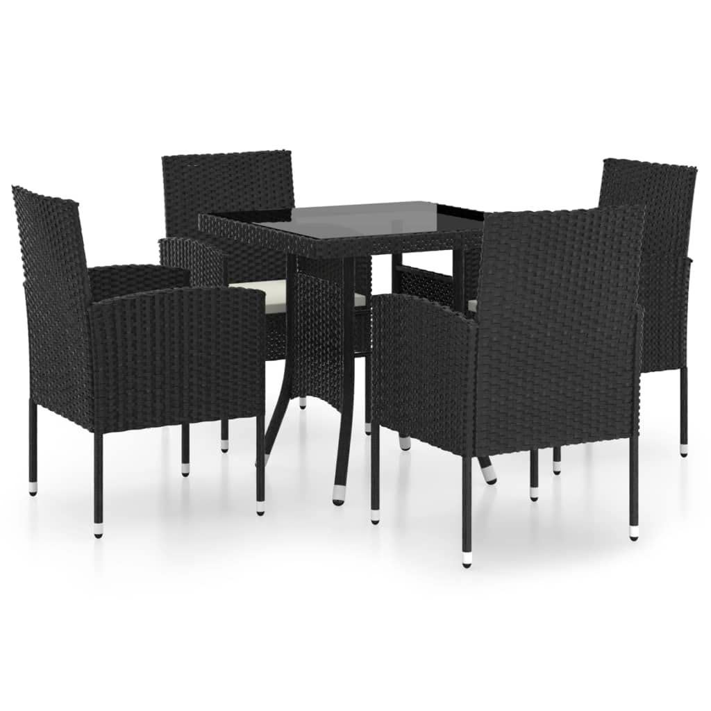 vidaXL Patio Dining Set 5 Piece Outdoor Garden Terrace Yard Patio Table and Chair Seating Seat Dining Set Furniture Poly Rattan Black