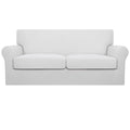 Easy-Going Oversized 3 Pieces Stretch Fleece Soft Loveseat Couch Cover For Pets - Washable Sofa Slipcover For 2 Separate Cushion Couch - Elastic Furniture Protector For Dogs, Kids Snow White