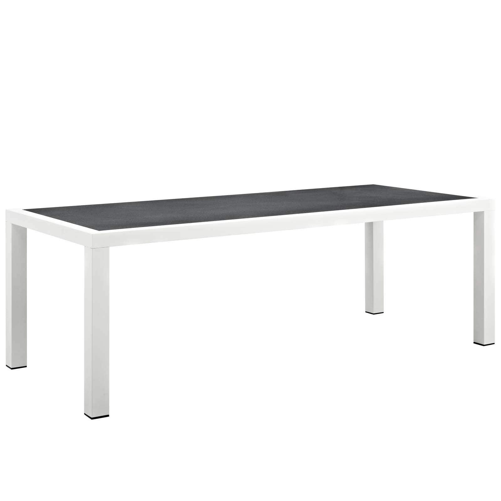 Modway Stance 91&quot; Outdoor Patio Modern Spray Stone Glass Aluminum Dining Table in White Gray