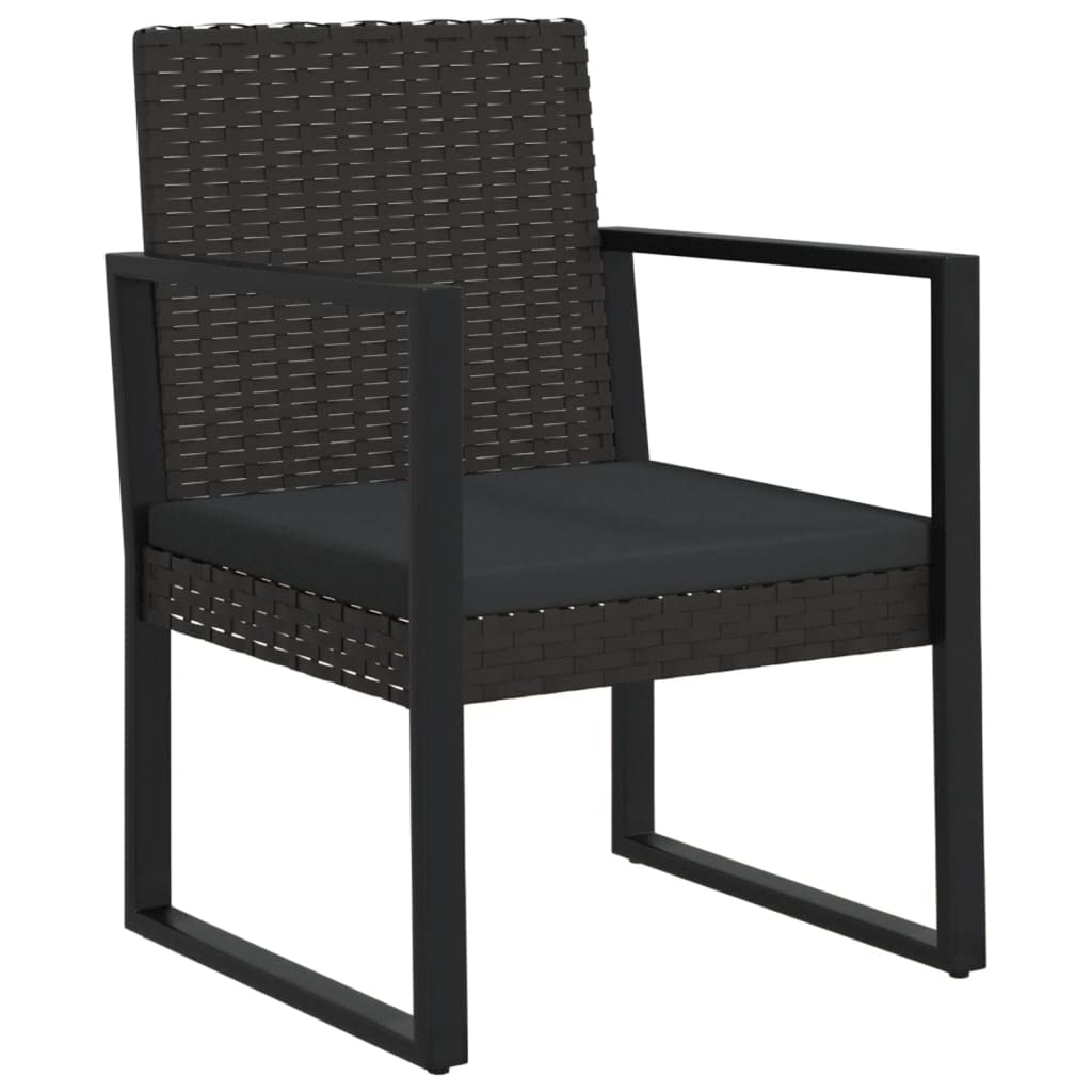 vidaXL Modern Patio Armchair with Included Cushion, Constructed from Weather-Resistant Black Poly Rattan and Stable Powder-Coated Steel Frame - 20.3" x 22.4" x 29.3"