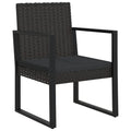 vidaXL Modern Patio Armchair with Included Cushion, Constructed from Weather-Resistant Black Poly Rattan and Stable Powder-Coated Steel Frame - 20.3" x 22.4" x 29.3"