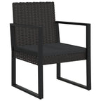 vidaXL Modern Patio Armchair with Included Cushion, Constructed from Weather-Resistant Black Poly Rattan and Stable Powder-Coated Steel Frame - 20.3" x 22.4" x 29.3"
