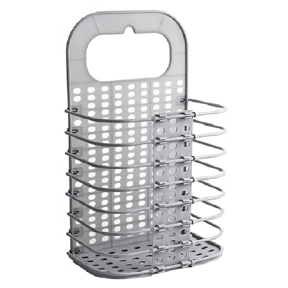 Hidak Folded Laundry Basket For Clothes Wall Mounted Portable Magic Sticker Plastic Laundry Dirty Clothes Mesh Laundry Basket To