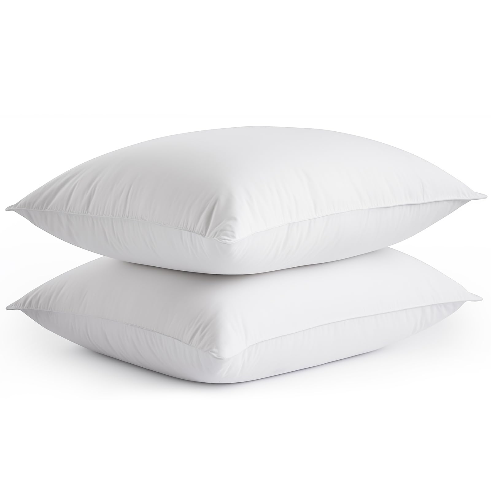 Goose Down Feather Pillows, Soft Bed Pillows Queen Size Set Of 2, 100% Soft Cotton Shell, Hotel Pillows For Back, Stomach Or Sid