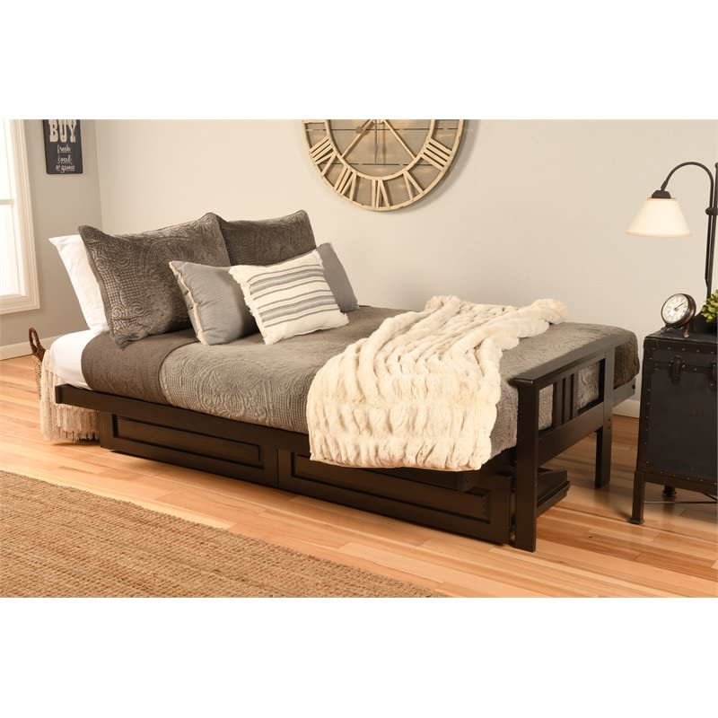 Kodiak Furniture Monterey Espresso Storage Wood Futon with Parma Gray Mattress