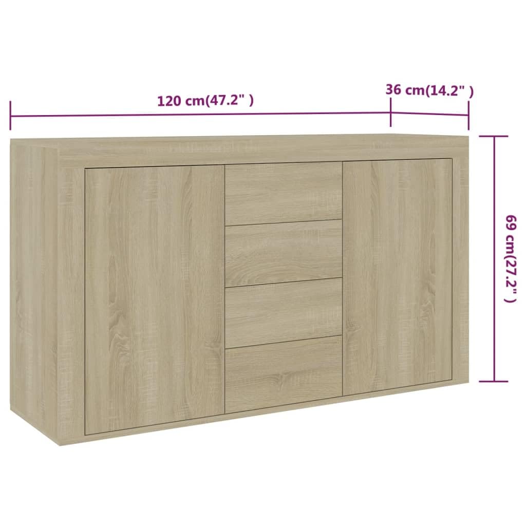 vidaXL Sideboard, Sideboard Cabinet Commode, Storage Sideboard with 2 Doors, Storage Side Cabinet, Scandinavian, Sonoma Oak Engineered Wood