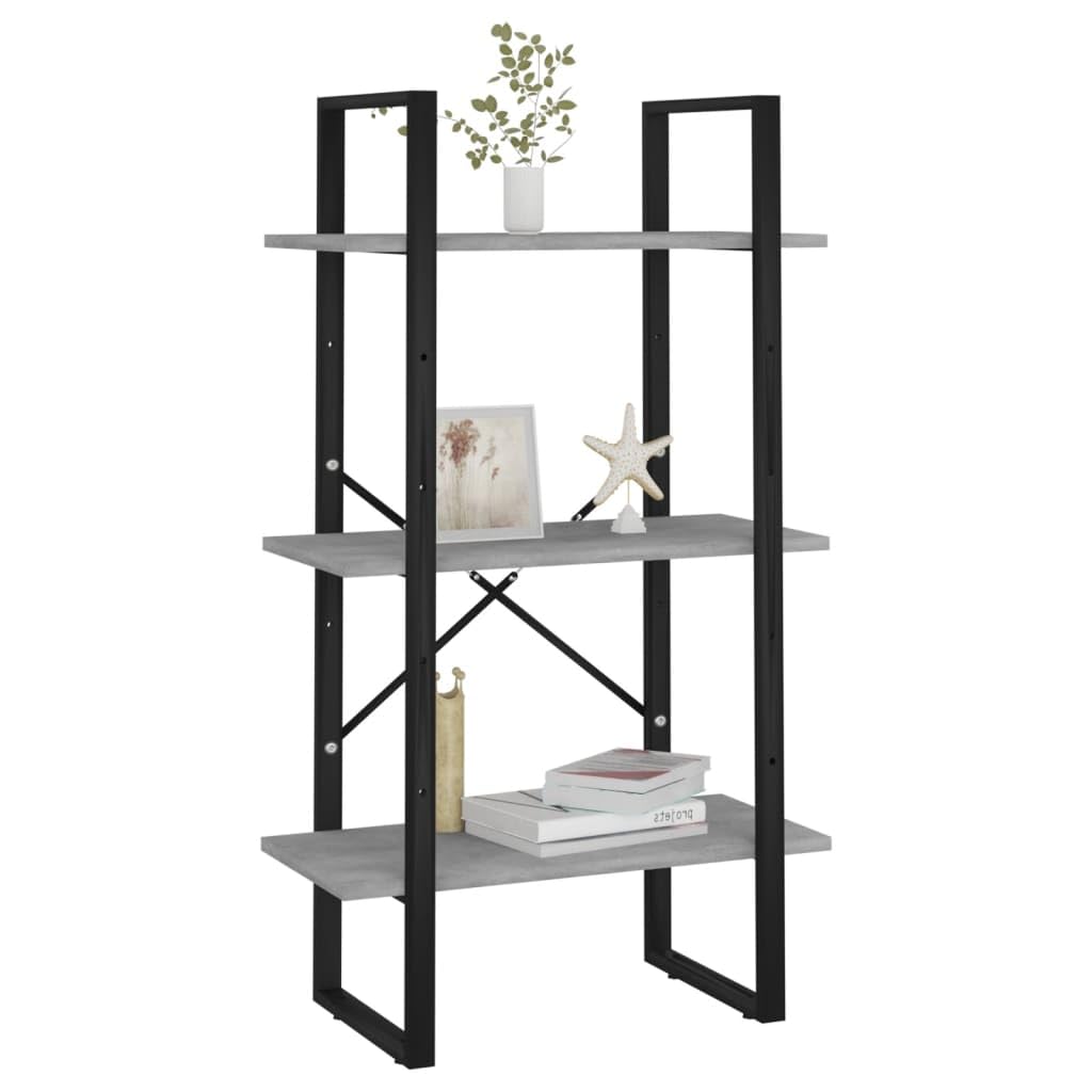 vidaXL Engineered Wood Storage Shelf, Freestanding Scandinavian Style Metal Shelves, Concrete Gray, Size: 23.6&quot;x11.8&quot;x41.3&quot;