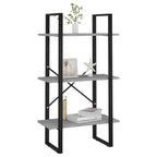 vidaXL Engineered Wood Storage Shelf, Freestanding Scandinavian Style Metal Shelves, Concrete Gray, Size: 23.6"x11.8"x41.3"