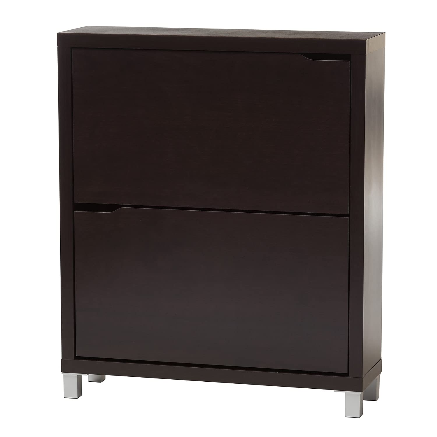 Baxton Studio Simms Modern Shoe Cabinet, Dark Brown