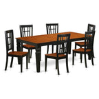 East West Furniture LGNI7-BCH-W 7 Piece Modern Dining Table Set Consist of a Rectangle Wooden Table with Butterfly Leaf and 6 Dining Room Chairs, 42x84 Inch, Black & Cherry