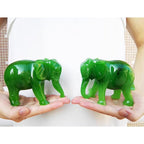 Acxico Jade Green Elephant Statue Resin Feng Shui Good Luck Wisdom Fertility Home Decor Gift 4.25" L x 2" W x 4.25" H