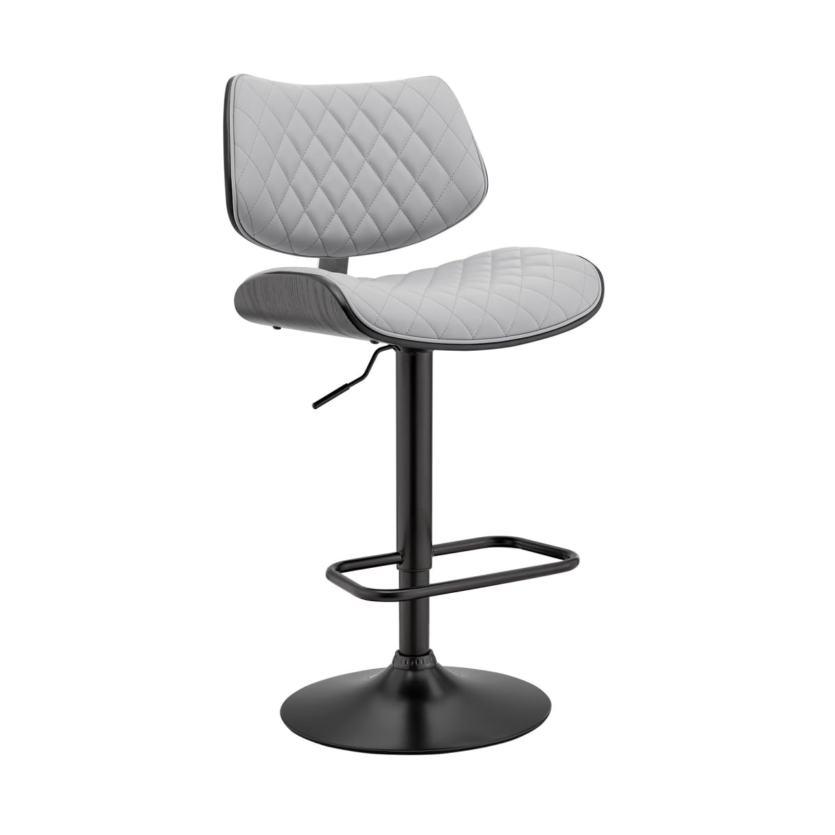 HomeRoots 476978 45 x 19 x 20 in. Gray Faux Leather & Iron Swivel Adjustable Height Bar Chair