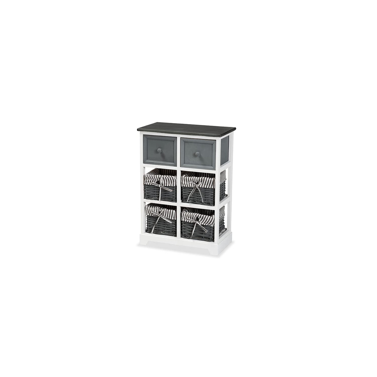 Baxton Studio Premala Modern and Contemporary Two-Tone Grey and White Finished Wood 2-Drawer Storage Unit with Baskets