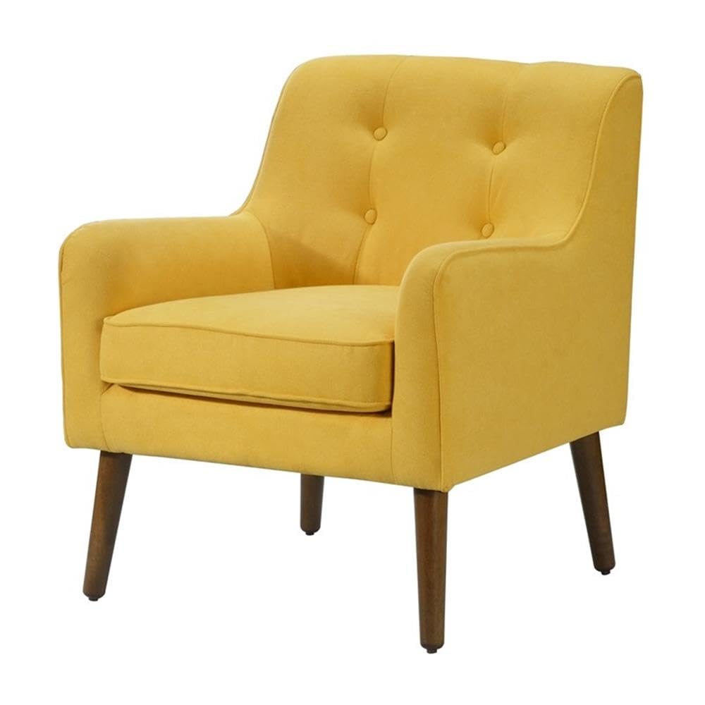 Lilola Home Ryder Mid Century Modern Yellow Woven Fabric Tufted Armchair