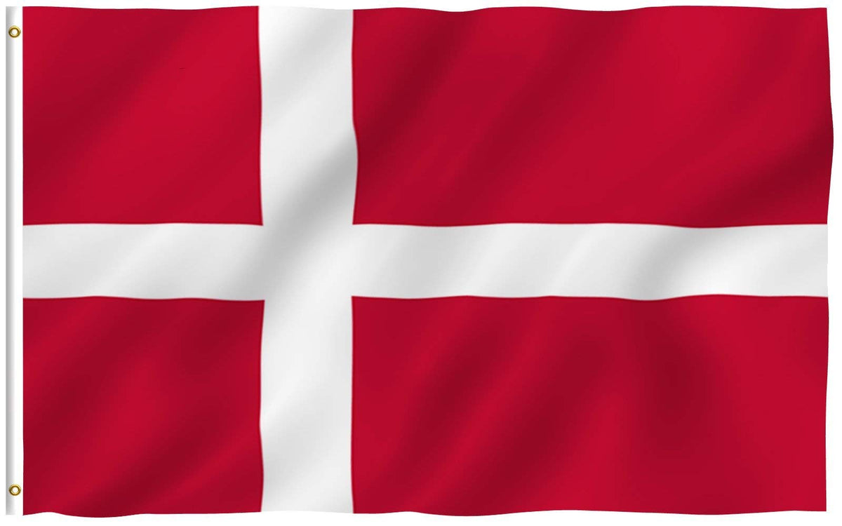 Anley Fly Breeze 3X5 Foot Denmark Flag - Vivid Color And Fade Proof - Canvas Header And Double Stitched - Danish Dane National F