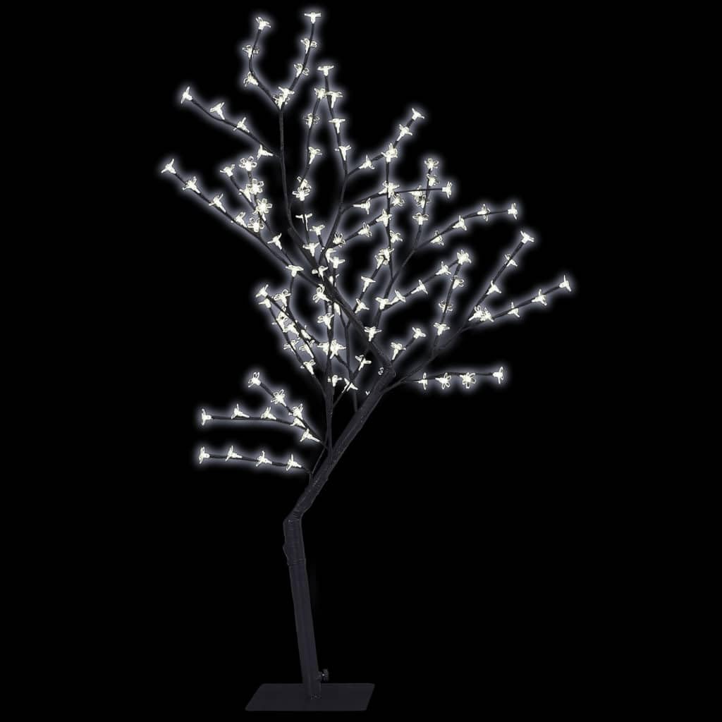 'vidaXL Artificial Christmas Tree - 4 ft Cherry Blossom LED Christmas Tree with Cold White Light, Metal Base - Indoor/Outdoor Holiday Decor