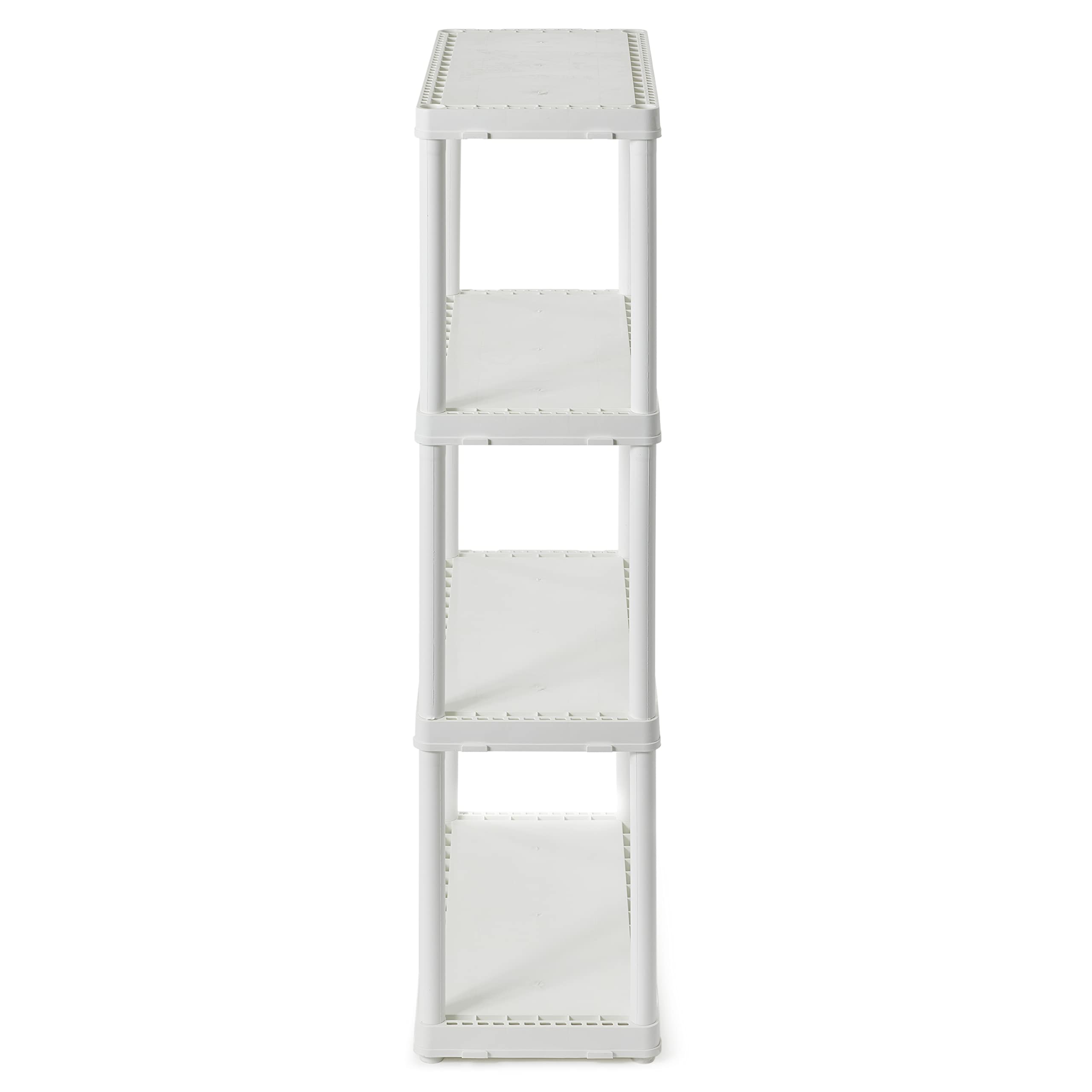 Gracious Living 4 Shelf Fixed Height Solid Light Duty Storage Unit 24 X 12 X 48 Organizer System For Home, Garage, Basement, And Laundry, White