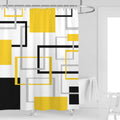Kikiry Yellow and Black Shower Curtain 60W x 72L White Grey Gray Abstract Geometric Cross Modern Checkered Geometry Minimali