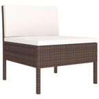 vidaXL Patio Furniture Set 6 Piece, Sectional Sofa for Garden Balcony Porch, Couch with Cushions, Footrest Middle Sofa, Poly Rattan Brown