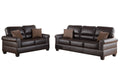 Poundex Bobkona Shelton Bonded Leather 2 Piece Sofa and Loveseat Set, Espresso