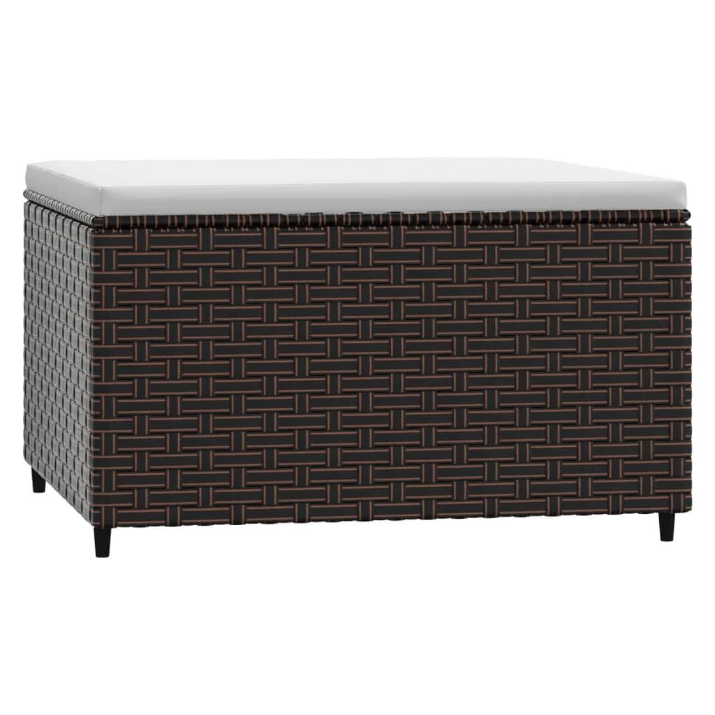 vidaXL Brown Patio Footrests with Cream Cushions - Poly Rattan Outdoor Loungers for Garden, Patio, Deck Living
