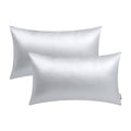 Brawarm Faux Leather Throw Pillow Covers 12 X 20 Inches - Silver Leather Lumbar Pilow Covers Pack Of 2, Solid Dyed Leather Pillo