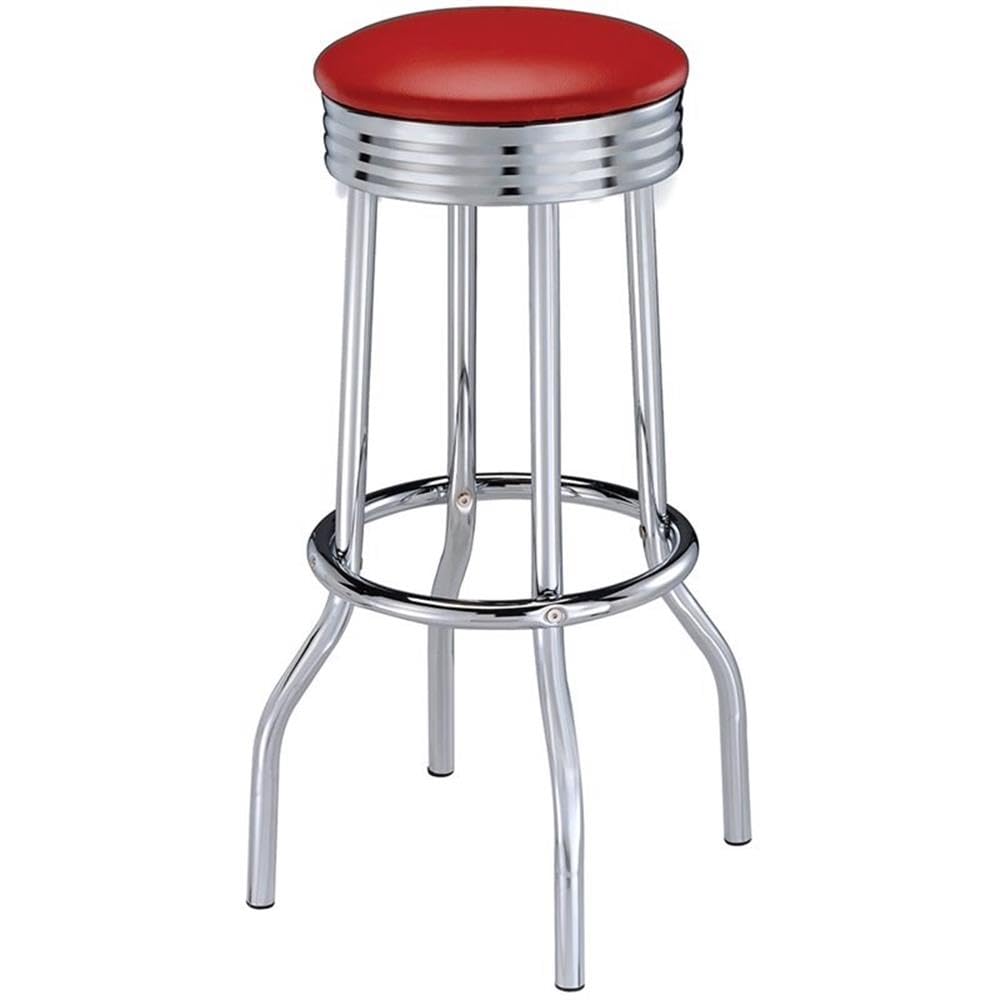 Coaster Home Furnishings Hopkins Upholstered Top Bar Stools Red And Chrome (Set Of 2)