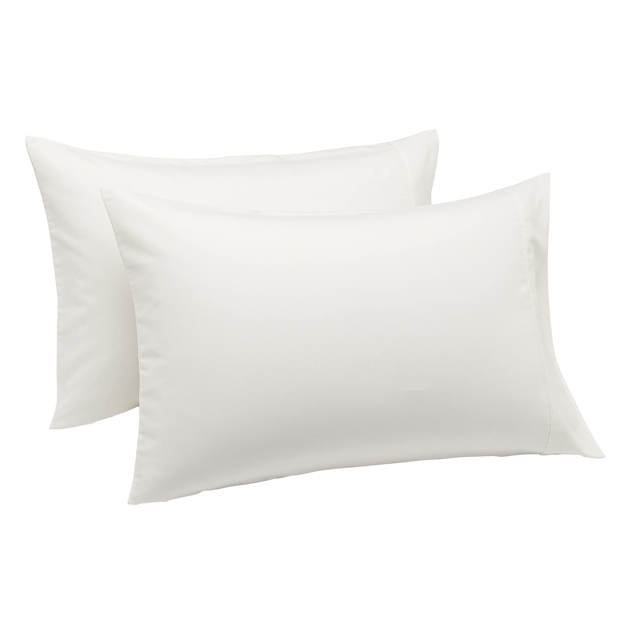 Amazon Basics Standard Pillow Cases Set of 2 - Lightweight, Super Soft Easy Care Microfiber, Cream, 30 L x 20 W, Pillows Not Inc