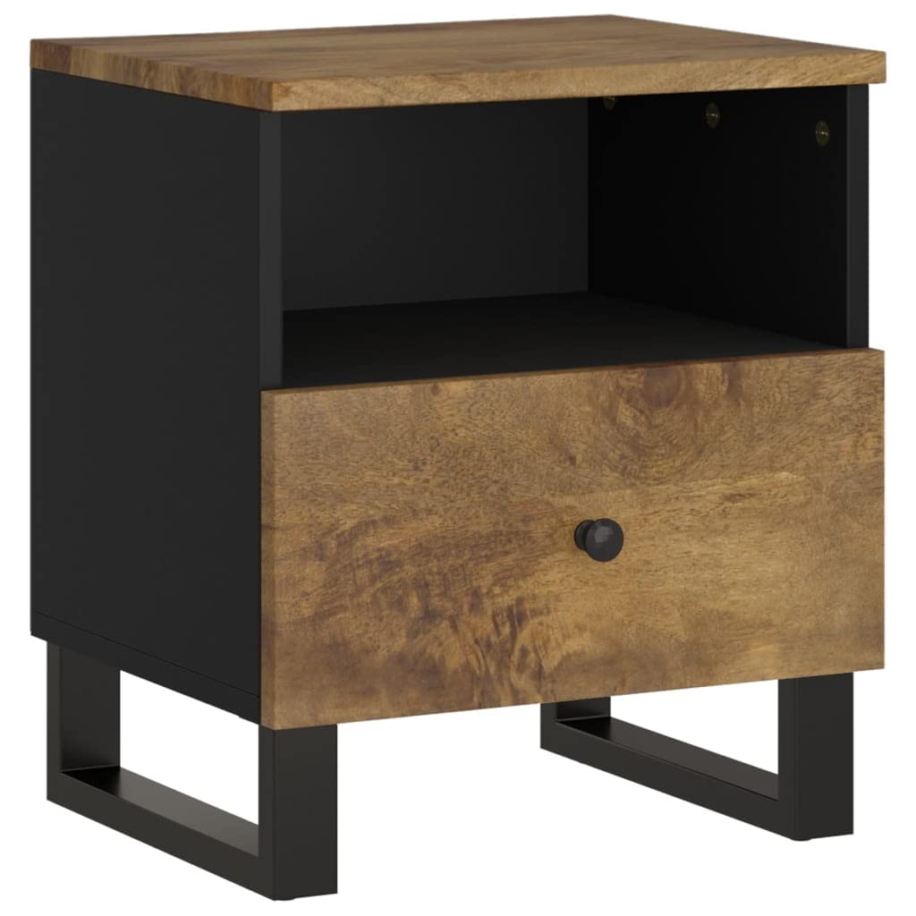 Revera Bedside Table in Solid Mango Wood and Multilayer Wood