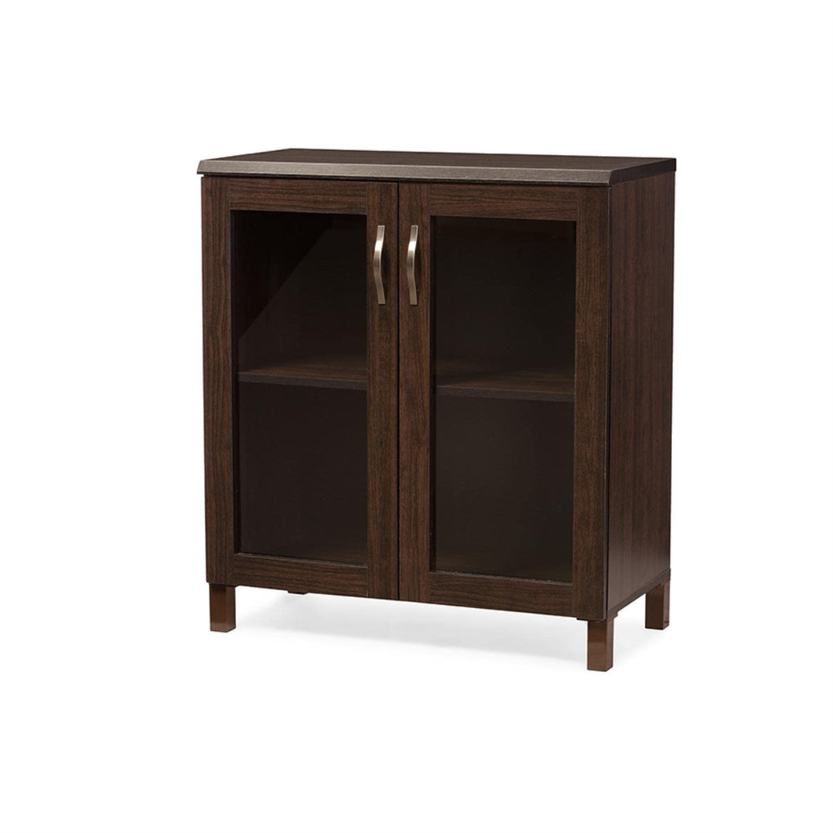 Baxton Studio Wholesale Interiors Sintra Sideboard Storage Cabinet with Glass Doors, Dark Brown