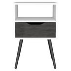 Nightstand 25&Quot; H, Superior Top, 4 Legs, 1 Open Shelf, 1 Drawer, Smokey Oak/White