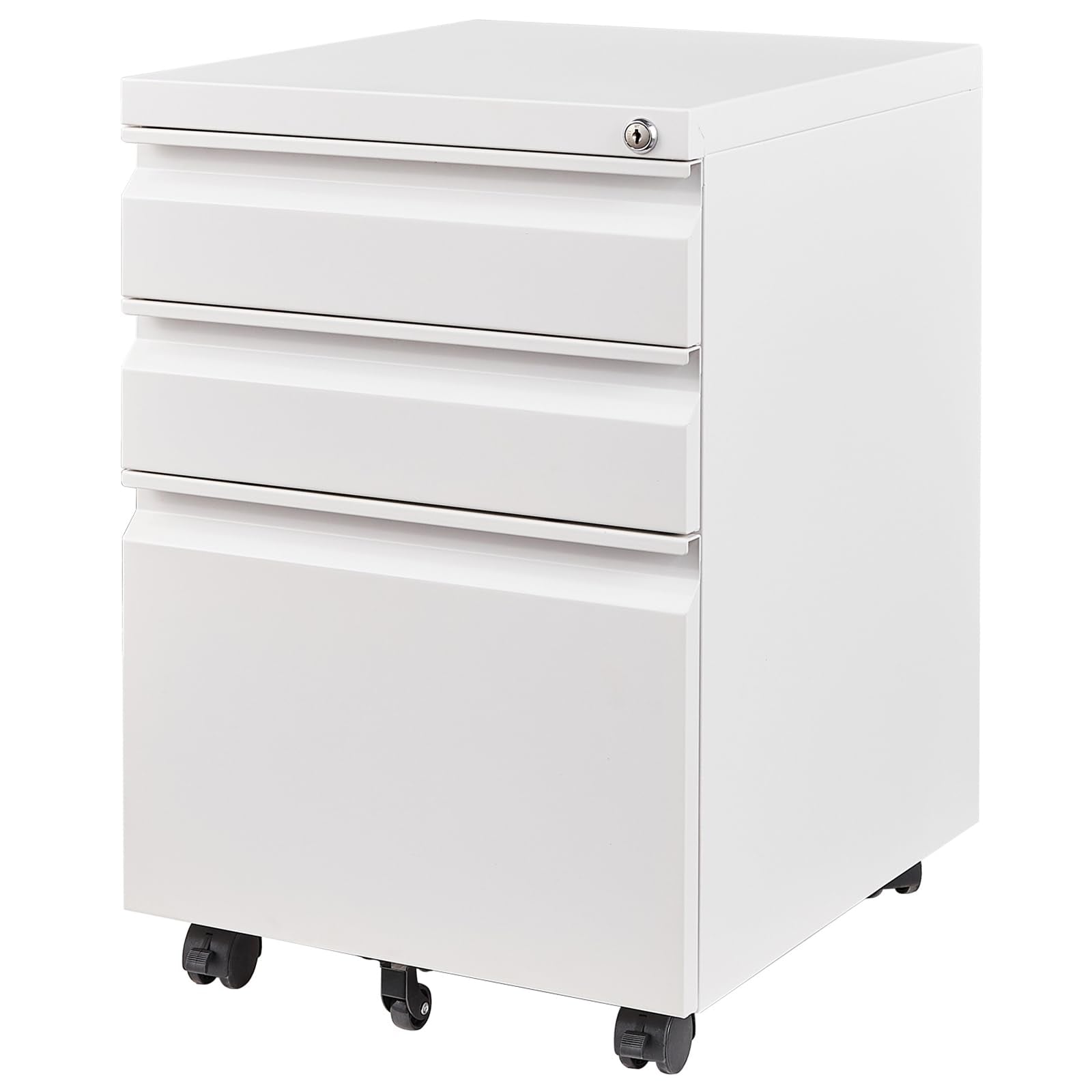 Letaya 3 Drawer Mobile File Cabinet with Lock, Under Desk Metal Filing Cabinets for Home Office Organizer Letters/Legal/A4(Fully