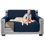 Sofa Shield Patented Loveseat Slip Cover, Large Cushion Protector, Reversible Stain And Dog Tear Resistant Slipcover, Quilted Microfiber 54” Seat, Washable Covers For Dogs Pets Kids, Navy Sand
