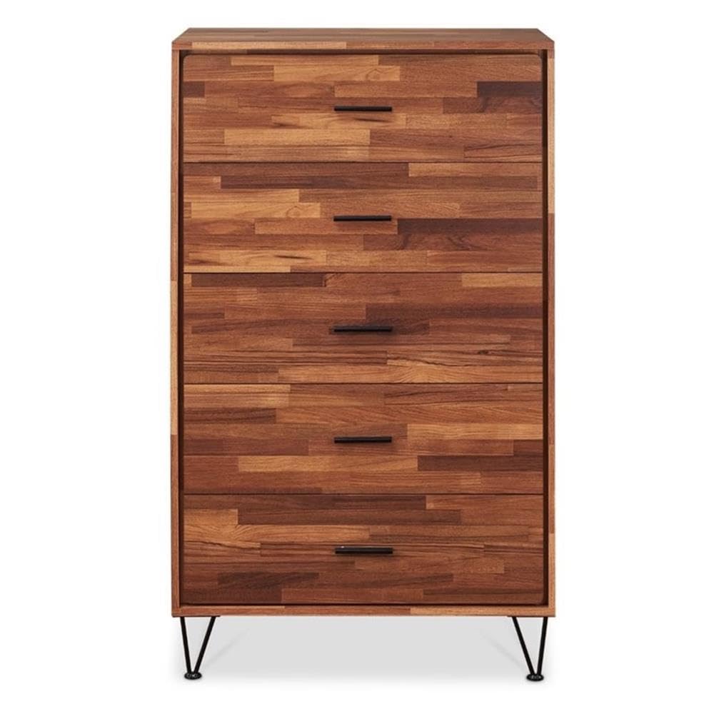 Acme Deoss Wooden Rectangular Chest with 5 Storage Drawers in Walnut