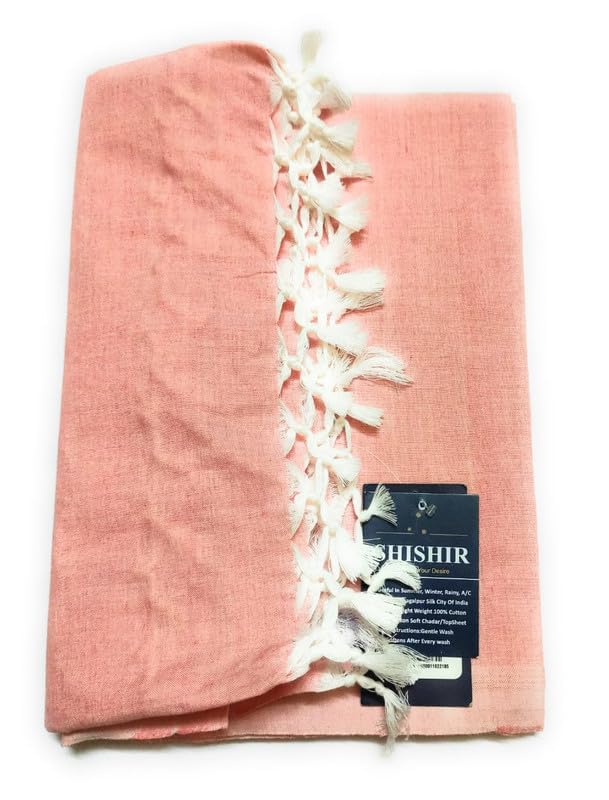 SHISHIR Bhagalpuri Pure Cotton/Summer/Thin Layer/Soft Top Sheet/Odne Wali Single Layer Chadar for Home/Buses/Flight/Train (Red)