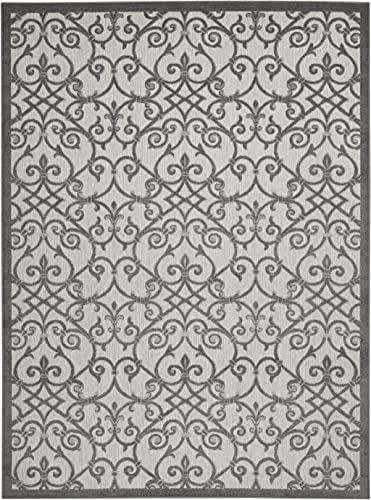 HomeRoots Grey/Charcoal 100% Polypropylene 8’ x 11’ Gray and Charcoal Indoor Outdoor Area Rug