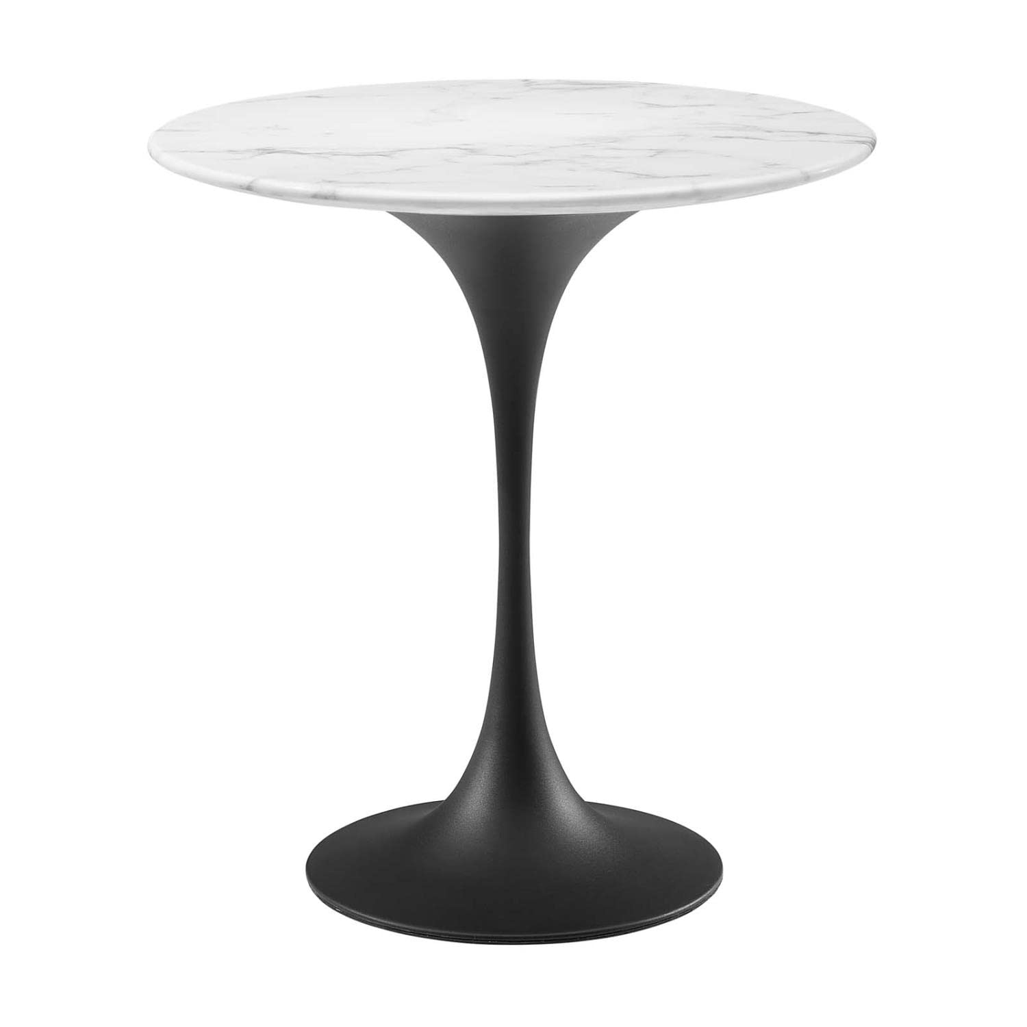 Modway White Lippa Round Artificial Marble Side Table EEI-5690-BLK-WHI