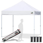 Eurmax Usa Standard 10X10Ft Patio Pop Up Canopy Tent For Outdoor Events Commercial Instant Canopies With Heavy Duty Roller Bag,Bonus 4 Canopy Sand Bags (White)