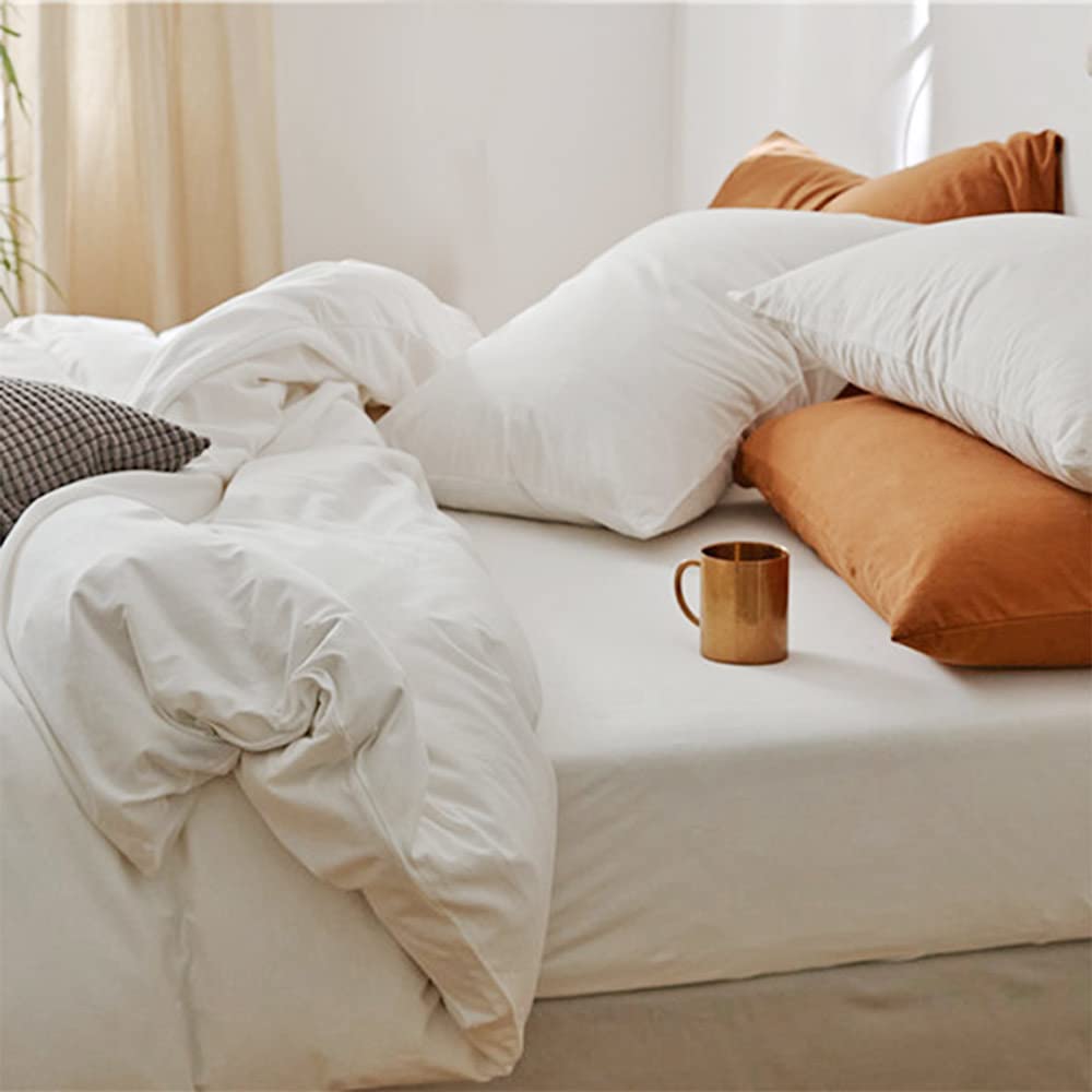 Etdiffe White Duvet Cover Queen Size, 3Pc Soft Farmhouse Bedding Comforter Cover Set With Zipper Closure, 1 Lightweight Microfib