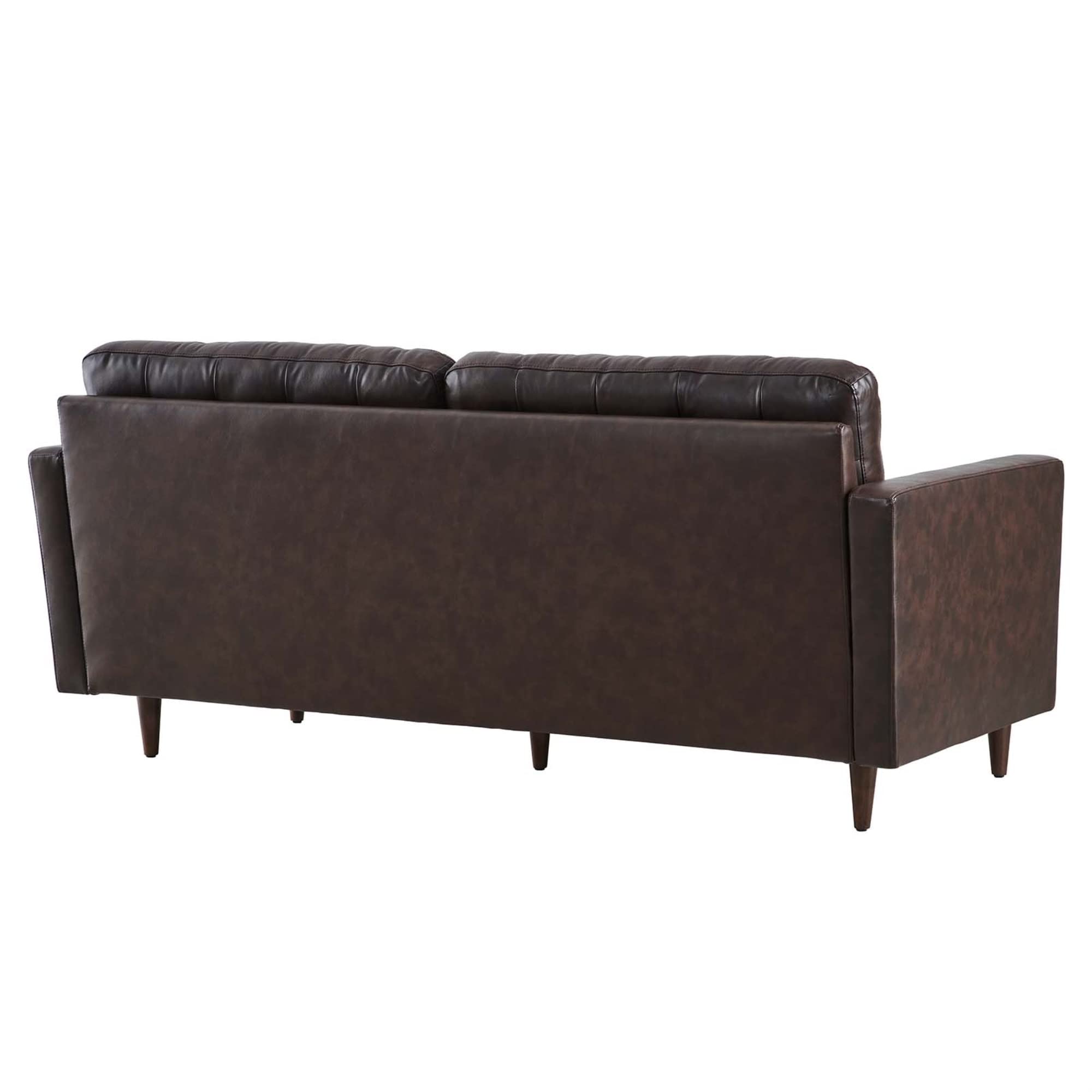 Modway Exalt Modern Style Tufted Vegan Leather Sofa in Brown
