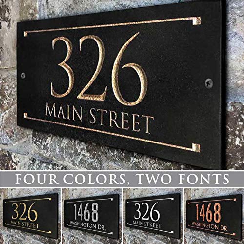Stone Address Plaque With Engraved Numbers. Address Sign Made From Solid, Real Stone.