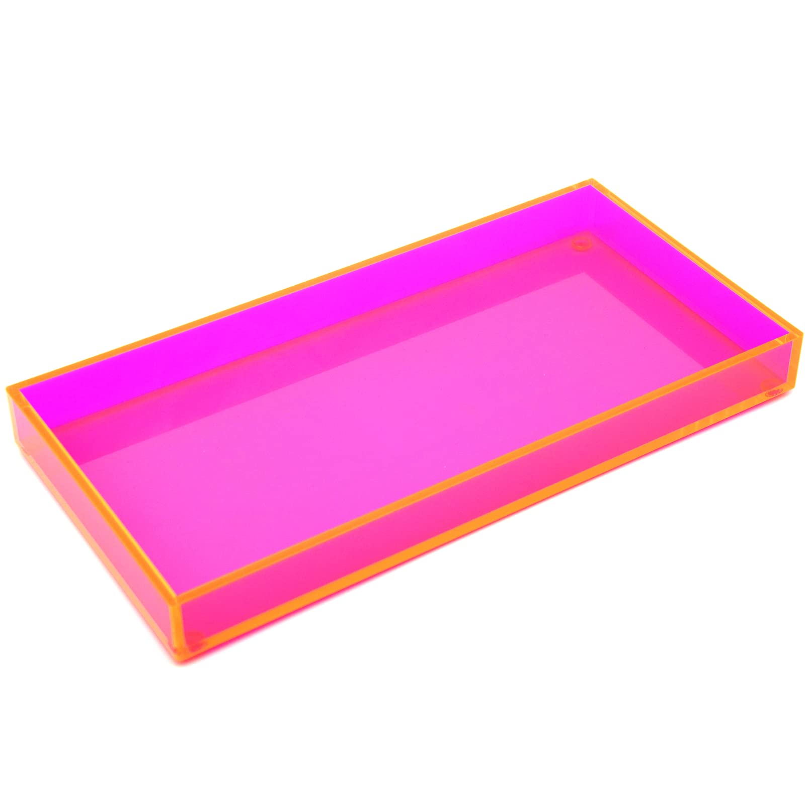 Acrylic Tray for Vanity Makeup Perfume Jewelry 12x6 Small Decorative Tray for Bathroom Dresser Tops Candle Sink Counter, Neon 